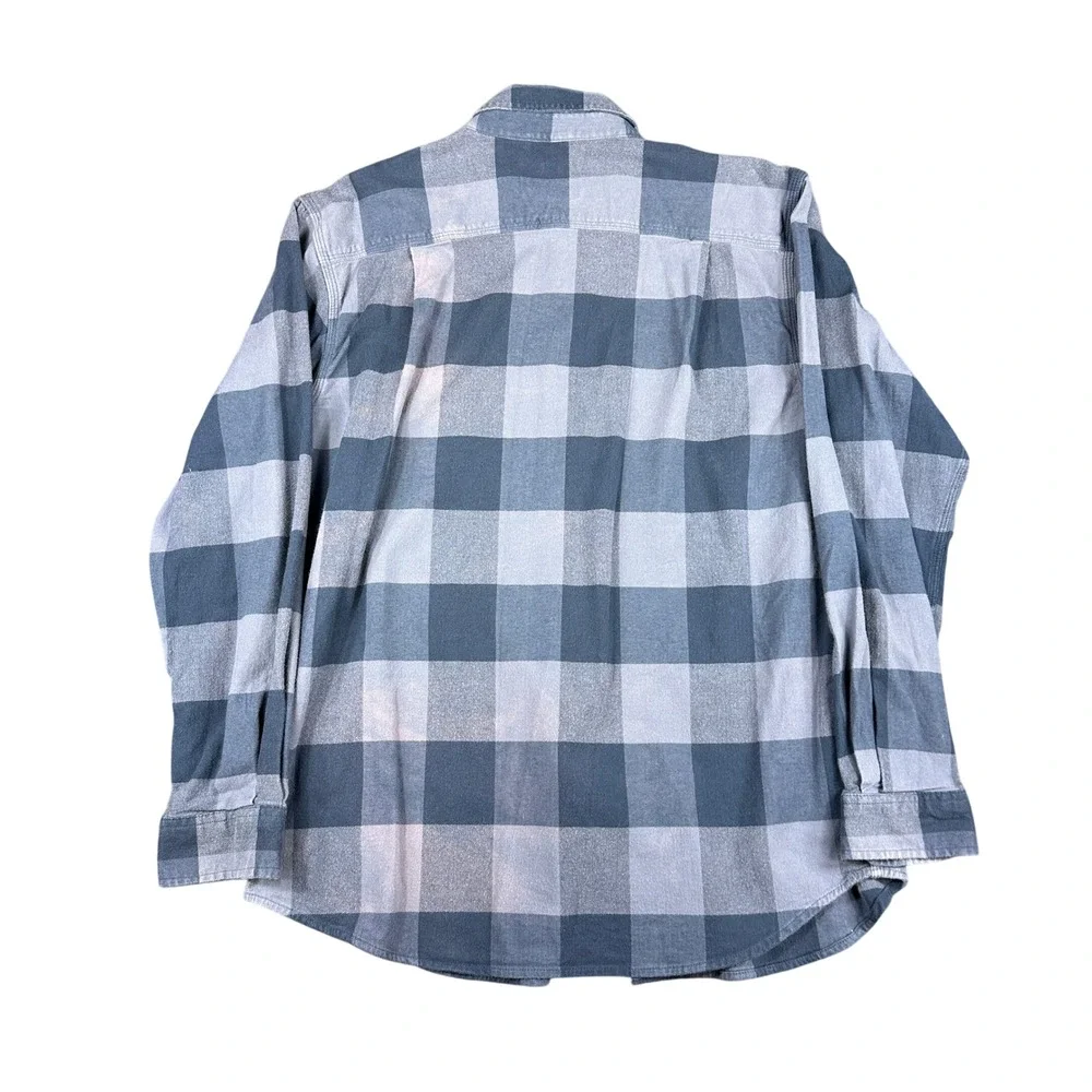 Carhartt Rugged Flex Flannel Shirt Mens Large Blue Buffalo Plaid TW4448-M Faded